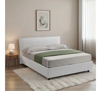 Dmora Letto Alla Francese Tosca Bianco Materasso Incluso Sfoderabile, Contenitore Made in Italy