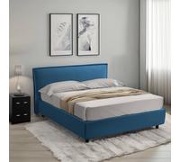 Dmora Letto Alla Francese Tosca blu Materasso Incluso Sfoderabile, Contenitore Made in Italy