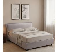 Dmora Letto Alla Francese Tosca Grigio Materasso Incluso Sfoderabile, Contenitore Made in Italy