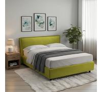 Dmora Letto Alla Francese Tosca Verde Materasso Incluso Sfoderabile, Contenitore Made in Italy