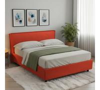 Dmora Letto Alla Francese Tristana Arancione Materasso Incluso Sfoderabile, Contenitore Made in Italy