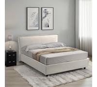 Dmora Letto Alla Francese Tristana Beige Materasso Incluso Sfoderabile, Contenitore Made in Italy