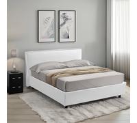 Dmora Letto Alla Francese Tristana Bianco Materasso Incluso Sfoderabile, Contenitore Made in Italy