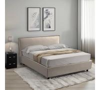 Dmora Letto Alla Francese Tristana Grigio Tortora Materasso Incluso Sfoderabile, Contenitore Made in Italy