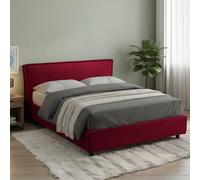 Dmora Letto Alla Francese Tristana Rosso Materasso Incluso Sfoderabile, Contenitore Made in Italy