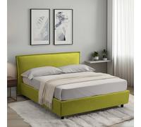 Dmora Letto Alla Francese Tristana Verde Materasso Incluso Sfoderabile, Contenitore Made in Italy