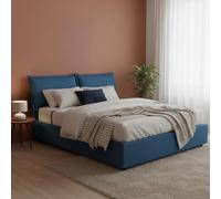 Dmora Letto Matrimoniale 175x205 cm blu Materasso Incluso Sfoderabile, Contenitore Made in Italy
