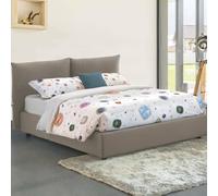 Talamo Italia - Letto matrimoniale Cristel, Letto contenitore con rivestimento in tessuto, 100% Made in Italy, Apertura frontale, con materasso Cm 160x190 incluso, Tortora