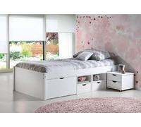 Dmora Letto Matrimoniale Cuxhaven Bianco Quercia Contenitore Matrimoniale, Sfumatura Colore Struttura Quercia