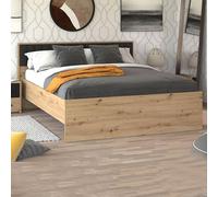 Dmora Letto Matrimoniale Ketamo Marrone Rovere Nodi Dimensione Materasso 160x200 cm Imbottito, Letto Matrimoniale Testiera Imbottita