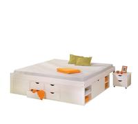 Dmora Letto Matrimoniale Konstanz Bianco Contenitore Dimensione Materasso 140x190 cm, Rete Inclusa