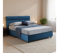 Dmora Letto Matrimoniale Rosamunda blu Sfoderabile Contenitore, Letto Matrimoniale Dimensione Materasso 160x190 cm Made in Italy