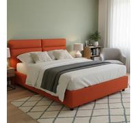 Dmora Letto Matrimoniale Rosaria Arancione Sfoderabile Contenitore, Letto Matrimoniale Dimensione Materasso 160x200 cm Made in Italy