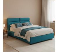 Dmora Letto Matrimoniale Rosaria Azzurro Sfoderabile Contenitore, Letto Matrimoniale Dimensione Materasso 160x200 cm Made in Italy