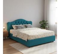 Dmora Letto Matrimoniale Rosmunda Azzurro Sfoderabile Contenitore, Letto Matrimoniale Dimensione Materasso 160x190 cm Made in Italy