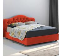 Dmora Letto Matrimoniale Rossana Arancione Sfoderabile Contenitore, Letto Matrimoniale Dimensione Materasso 160x200 cm Made in Italy