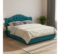 Dmora Letto Matrimoniale Rossana Azzurro Sfoderabile Contenitore, Letto Matrimoniale Dimensione Materasso 160x200 cm Made in Italy