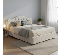 Dmora Letto Matrimoniale Rossana Bianco Sfoderabile Contenitore, Letto Matrimoniale Dimensione Materasso 160x200 cm Made in Italy