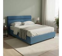 Dmora Letto Matrimoniale Temi blu Materasso Incluso Sfoderabile, Letto Matrimoniale Contenitore Made in Italy