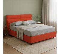 Dmora Letto Matrimoniale Teodolinda Arancione Sfoderabile Contenitore, Letto Matrimoniale Dimensione Materasso 160x200 cm Made in Italy