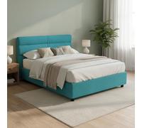 Dmora Letto Matrimoniale Teodolinda Azzurro Sfoderabile Contenitore, Letto Matrimoniale Dimensione Materasso 160x200 cm Made in Italy