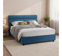 Dmora Letto Matrimoniale Teodolinda blu Sfoderabile Contenitore, Letto Matrimoniale Dimensione Materasso 160x200 cm Made in Italy