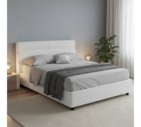 Dmora Letto Matrimoniale Tessa Bianco Materasso Incluso Sfoderabile, Letto Matrimoniale Contenitore Made in Italy