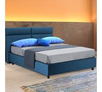 Dmora Letto Matrimoniale Uliva blu Materasso Incluso Sfoderabile, Letto Matrimoniale Contenitore Made in Italy