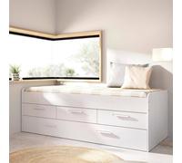 Dmora - Letto per bambini Alben, Struttura con secondo lettino estraibile, Letto singolo per cameretta con 3 cassettoni, 194x95h68 cm, Bianco