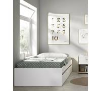 Dmora - Letto per bambini Castellaz, Lettino per cameretta, Set camera da letto, Struttura porta materasso, 96x195 h40 cm, Bianco