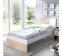 Dmora - Letto per bambini Duranno, Struttura con secondo lettino estraibile, Letto singolo per cameretta, 97x196h79 cm, Bianco e Rovere