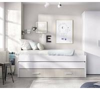 Dmora - Letto per bambini Fleckner, Lettino per cameretta, Set camera da letto, Struttura porta materasso, 200x98 h70 cm, Bianco e Rovere