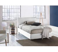 Talamo Italia - Letto piazza e mezza Agata, Letto contenitore con rivestimento in tessuto, 100% Made in Italy, Apertura frontale, con materasso Cm 120x200 incluso, Bianco
