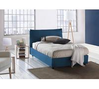 Dmora Letto Piazza e Mezza Agata, Letto Contenitore con Rivestimento in Tessuto, 100% Made in Italy, Apertura Frontale, con Materasso Cm 120x200 Incluso, Blu