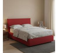 Dmora Letto Piazza e Mezza Asmara, Letto Contenitore con Rivestimento in Tessuto, 100% Made in Italy, Apertura Frontale, con Materasso Cm 120x190 Incluso, Rosso