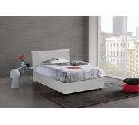 Dmora Letto Piazza e Mezza Assia, Letto Contenitore con Rivestimento in Ecopelle, 100% Made in Italy, Apertura Frontale, Adatto per Materasso Cm 120x200, Bianco