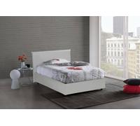 Dmora Letto Piazza e Mezza Assunta, Letto Contenitore con Rivestimento in Ecopelle, 100% Made in Italy, Apertura Frontale, con Materasso Cm 120x200 Incluso, Bianco