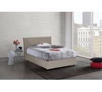Dmora Letto Piazza e Mezza Assunta, Letto Contenitore con Rivestimento in Ecopelle, 100% Made in Italy, Apertura Frontale, con Materasso Cm 120x200 Incluso, Tortora