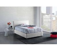 Dmora Letto Piazza e Mezza Astrid, Letto Contenitore con Rivestimento in Tessuto, 100% Made in Italy, Apertura Frontale, Adatto per Materasso Cm 120x200, Bianco