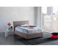 Dmora Letto Piazza e Mezza Chicca, Letto Contenitore con Rivestimento in Tessuto, 100% Made in Italy, Apertura Frontale, con Materasso Cm 120x200 Incluso, Tortora