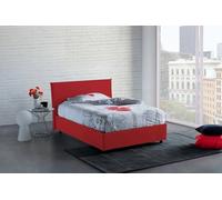Dmora Letto Piazza e Mezza Chicca, Letto Contenitore con Rivestimento in Tessuto, 100% Made in Italy, Apertura Frontale, con Materasso Cm 120x200 Incluso, Rosso