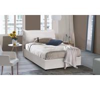 Talamo Italia - Letto piazza e mezza Olivia, Letto contenitore con rivestimento in ecopelle, 100% Made in Italy, Apertura frontale, adatto per materasso Cm 120x200, Bianco