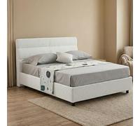 Dmora Letto Piazza e Mezza Tabita Bianco Sfoderabile Contenitore, Dimensione Materasso 120x190 cm Made in Italy