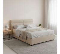 Dmora Letto Piazza e Mezza Taddea Grigio Tortora Sfoderabile Contenitore, Dimensione Materasso 120x200 cm Made in Italy