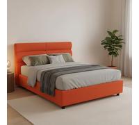 Dmora Letto Piazza e Mezza Talia Arancione Materasso Incluso Sfoderabile, Contenitore Made in Italy