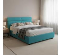 Dmora Letto Piazza e Mezza Talia Azzurro Materasso Incluso Sfoderabile, Contenitore Made in Italy