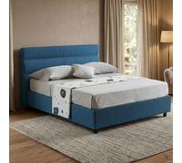Dmora Letto Piazza e Mezza Talia blu Materasso Incluso Sfoderabile, Contenitore Made in Italy