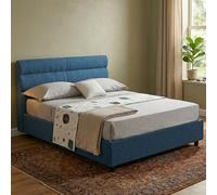 Dmora Letto Piazza e Mezza Tara blu Materasso Incluso Sfoderabile, Contenitore Made in Italy