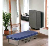 Dmora Letto Pieghevole Piera, Brandina salvaspazio con Rete a 15 doghe, Custodia Protettiva Inclusa, 100% Made in Italy, 80x200h40 cm, Materasso Memory Incluso