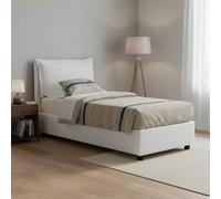 Dmora Letto Singolo 95x205 cm Bianco Sfoderabile Contenitore, Imbottito Made in Italy